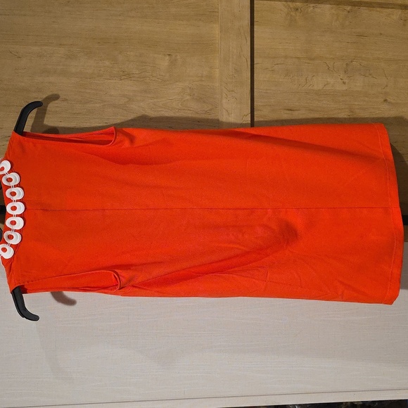 (J34) Sleeveless Red Dress with White Trim - Picture 3 of 5